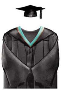 設計香港理工大學文學學士畢業袍 黑色方形畢業帽 藍色肩帶披肩 學士畢業袍製服公司DA231